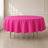 Fuchsia round tablecloth on a table in a bright room.