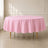 Pink polyester round tablecloth for durable and reusable table cover.