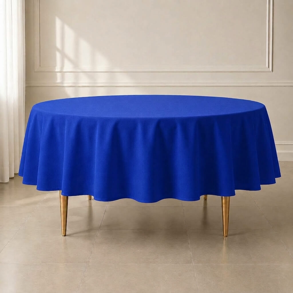 Royal Blue Polyester Round Tablecloth 90" - Reusable and Durable Table Cover