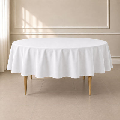 Polyester Round Tablecloth 90" White with Durable Finish - Perfect for Events & Parties