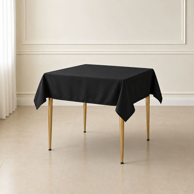 Polyester Square Table Overlay 54"x54" Black - Wrinkle-Resistant Table Topper for Classy Weddings & Events