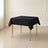Black polyester square table overlay for classy weddings and events.
