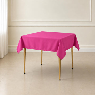 Polyester Square Table Overlay 54"x54" Fuchsia - Wrinkle-Resistant Table Topper