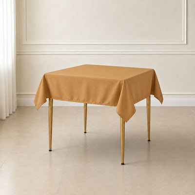 Polyester Square Table Overlay 54"x54" Gold - Wrinkle-Resistant Table Topper for Classy Weddings & Events