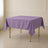 Violet Amethyst wrinkle-resistant square tablecloth on a dining table.