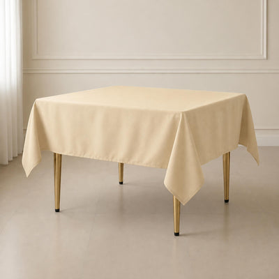 Polyester Square Table Overlay 70"x70" Beige - Wrinkle-Resistant Table Topper