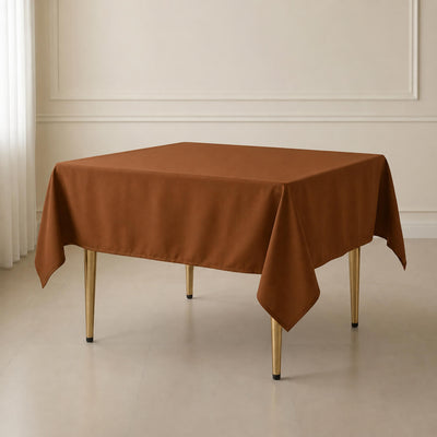 Polyester Square Table Overlay 70"x70" Cinnamon Brown - Wrinkle-Resistant Table Topper
