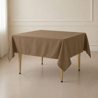 Polyester Square Table Overlay 70"x70" Taupe - Wrinkle-Resistant Table Topper