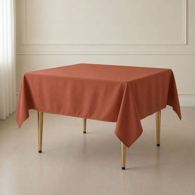 Polyester Square Table Overlay 70"x70" Terracotta (Rust) - Wrinkle-Resistant Table Topper