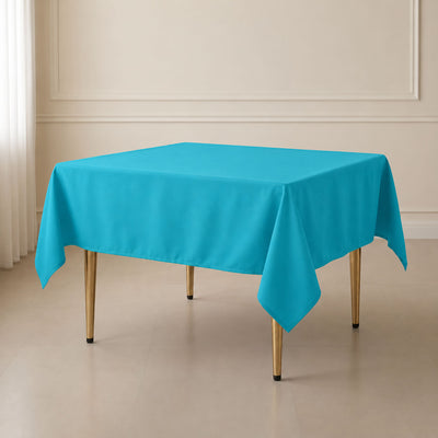 Polyester Square Table Overlay 70"x70" Turquoise - Wrinkle-Resistant Table Topper