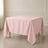 Blush polyester square tablecloth, 90"x90", wrinkle-resistant and durable.
