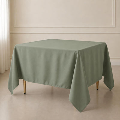 Polyester Square Table Overlay 90"x90" Dusty Sage Green - Wrinkle-Resistant & Durable Table Topper
