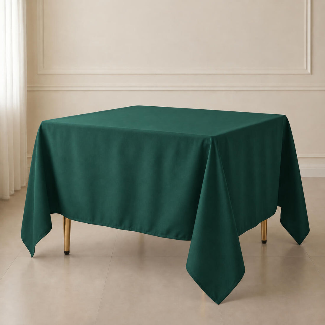 Polyester Square Tablecloth 90"x90" Hunter Emerald Green - Wrinkle-Resistant & Durable Table Cover