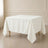 Ivory wrinkle-resistant polyester table overlay 90"x90" for elegant dining.