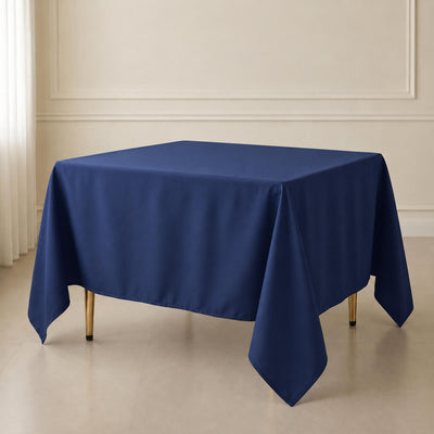 Polyester Square Table Overlay 90"x90" Navy Blue - Wrinkle-Resistant & Durable Table Topper