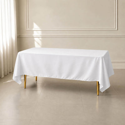 Premium Polyester Rectangle Tablecloth 72"x120" White - 220GSM Wrinkle-Resistant and Durable Finish for Chic Weddings & Events