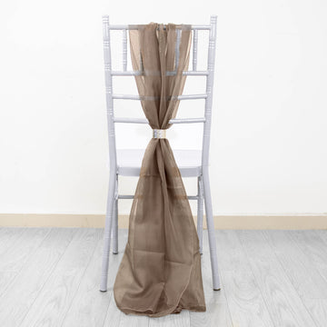 Elegant Taupe Chiffon Chair Sashes for Stunning Wedding Chair Decor
