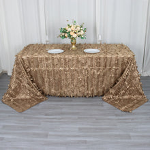 90x132inch Taupe 3D Leaf Petal Taffeta Fabric Seamless Rectangle Tablecloth