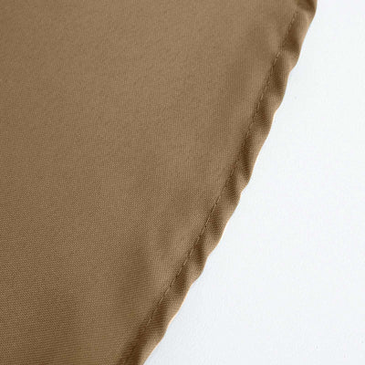 Brown fabric close-up showing texture and stitching details.