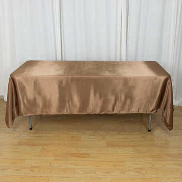 Elegant Taupe Seamless Smooth Satin Rectangular Tablecloth 60"x102"