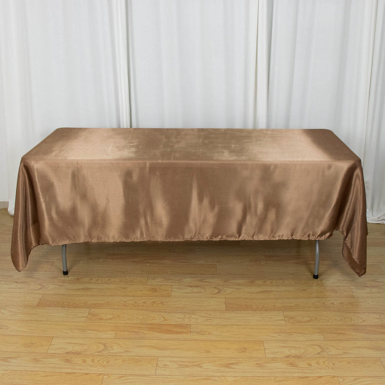 60x102inch Taupe Smooth Satin Rectangular Tablecloth
