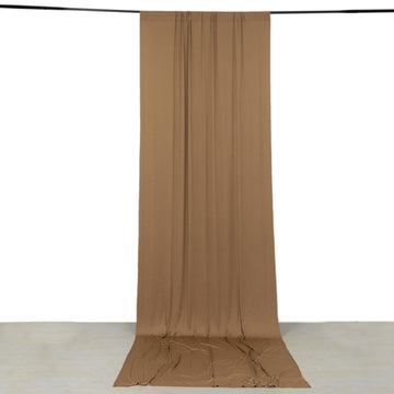 Taupe 4-Way Stretch Spandex Drapery Panel with Rod Pockets, Wrinkle Resistant Backdrop Curtain - 5ftx14ft