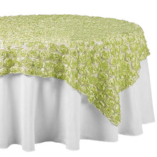 72" x 72" COUTURE Rosettes on Lace Overlay - Tea Green