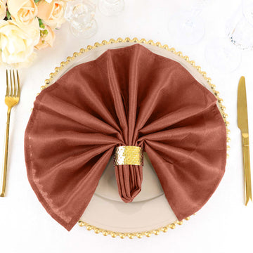 Enhance Your Event Decor with Terracotta (Rust) Polyester Linen Napkins