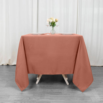 Terracotta (Rust) Premium Seamless Polyester Square Tablecloth 220GSM 70"x70"