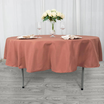 Terracotta (Rust) Seamless Premium Polyester Round Tablecloth 220GSM 90"