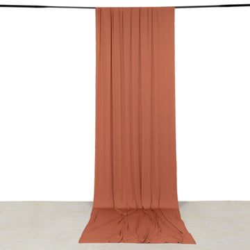 Terracotta (Rust) 4-Way Stretch Spandex Drapery Panel with Rod Pockets, Wrinkle Resistant Backdrop Curtain - 5ftx14ft