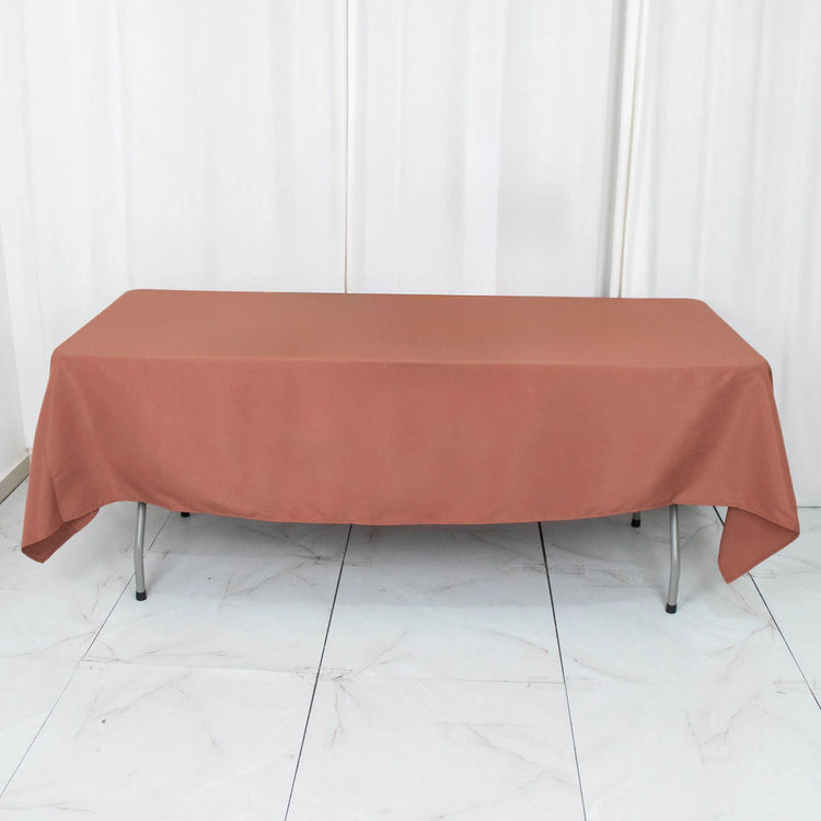 Terracotta (Rust) Seamless Premium Polyester Rectangular Tablecloth 220GSM - 60x102inch