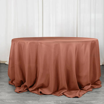 Terracotta (Rust) Seamless Premium Polyester Round Tablecloth 220GSM 132"