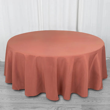Terracotta (Rust) Seamless Premium Polyester Round Tablecloth 220GSM 108 inch