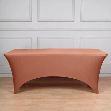 Terracotta (Rust) Spandex Stretch Fitted Rectangular Tablecloth - 6ft