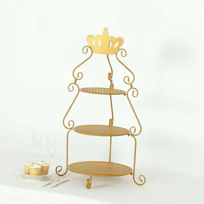 Gold crown tiered serving stand for desserts and treats