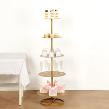 5 Tier Round Gold Metal Champagne Tower Stand, Cupcake Holder Dessert Display Floor Stand