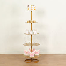 5 Tier Round Gold Metal Champagne Tower Stand, Cupcake Holder Dessert Display Floor Stand