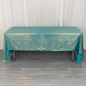 Turquoise Shimmer Sequin Dots Polyester Tablecloth, Wrinkle Free Sparkle Glitter Tablecover 60"x126"