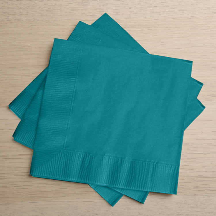 50 Pack | 5x5inch Turquoise Soft 2-Ply Paper Beverage Napkins