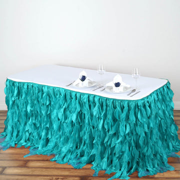 Turquoise Curly Willow Taffeta Table Skirt 21ft