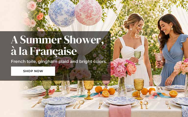 Celebrate bridal season with a fresh, French-inspired summer shower. Discover elegant toile, char...