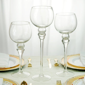 Create Unforgettable Moments with Clear Long Stem Globe Glass Vases