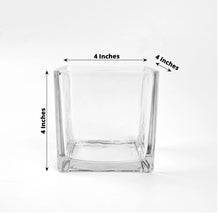 Heavy Duty Clear Premium Flower Square Glass Vase 4 Inch