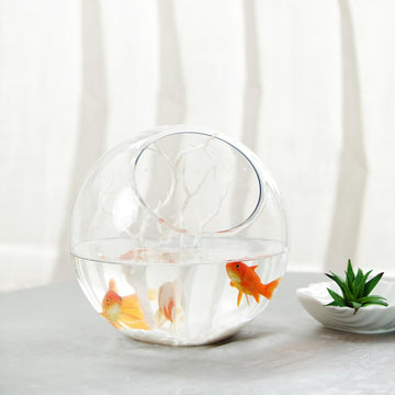 Elevate Your Event Decor with the Clear Slant Cut Round Sphere Vase