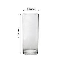 Round Heavy Duty Clear Tall Cylinder Flower Glass Vase 12 Inch