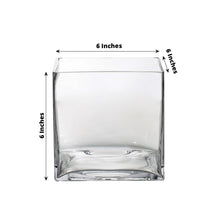 Premium Square Heavy Duty Glass Vase Clear 6 Inch 6 Pack