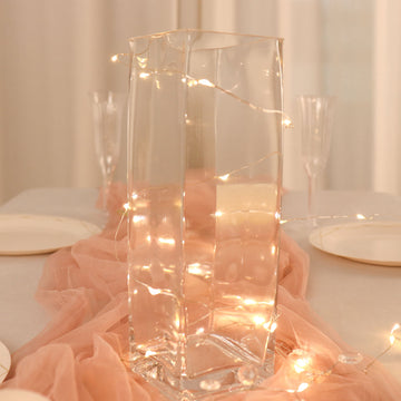 Versatile Clear Square Cylinder Glass Vase for Wedding and Party Decor