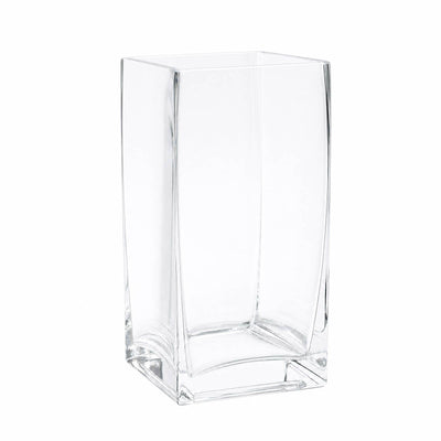 Clear glass rectangular vase on white background#whtbkgd