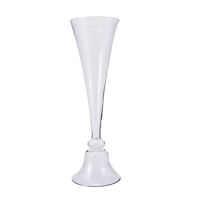 Clear plastic champagne flute with elegant design
